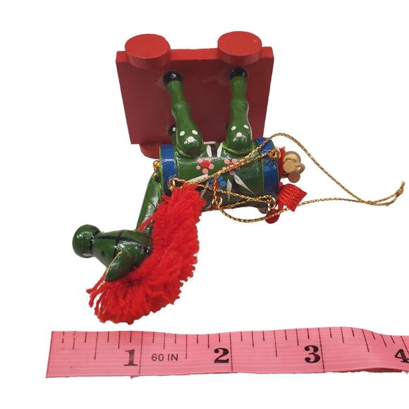 Vintage Wooden Red Rocking Horse Christmas Ornament Trojan Horse Ornament - Picture 10 of 13